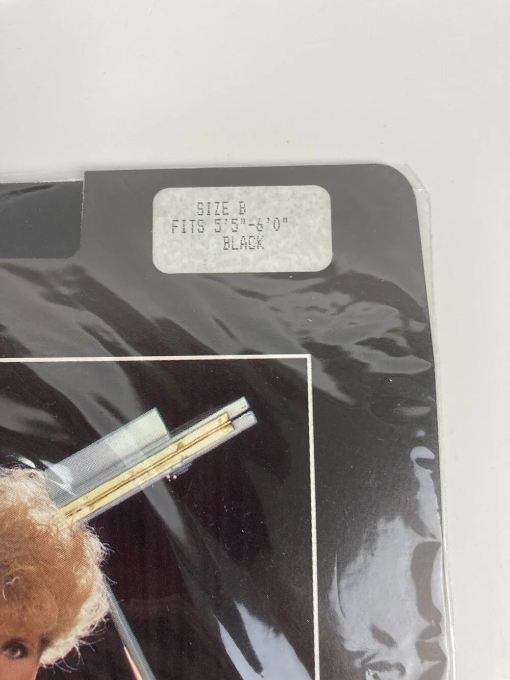 VTG 80s NOS Gold Medal Thigh Hi Black Nylon Stocking Pantyhose Sz B - 5'5